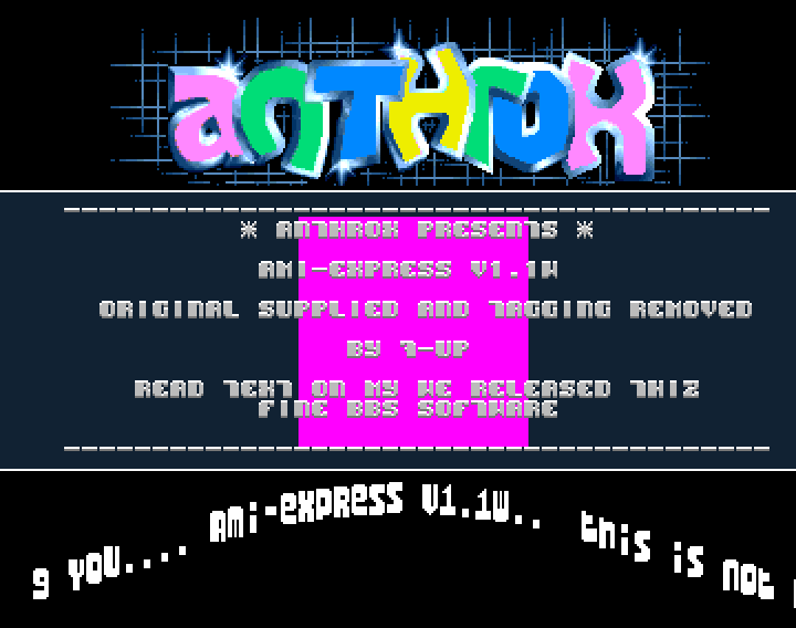 Logo. Text. Scroller. But no starfield - otherwise a solid effort from Anthrox here :)